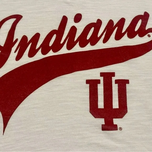 VTG Red Oak Womens Indiana Hoosiers Football White Pullover Hoodie Shirt Medium - Picture 4 of 5
